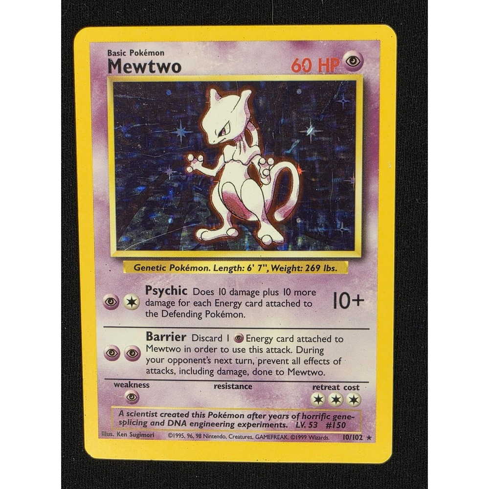 1999‎ Pokemon Base Set 2 Mewtwo 10/102 Holo Rare Card